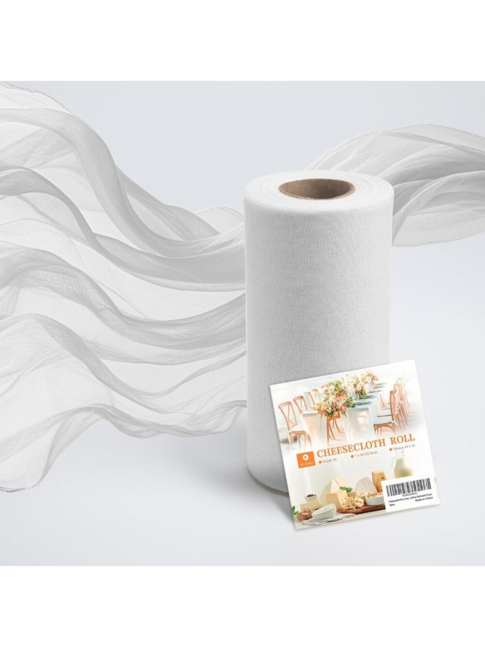 Versatile White Cheesecloth Roll - 70 Yards, Grade 80 for Straining & Decor